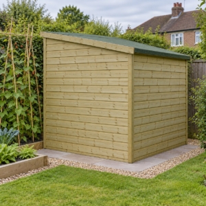 Rear corner view of the Elmstead 7x7 pent shed