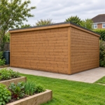 Rear corner view of the Pennington 12x8 pent workshop