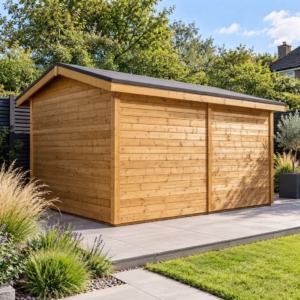 Rear corner view of the Thornbury 12x8 pent summerhouse