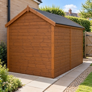 Rear corner view of the Wexcombe 8x10 security shed