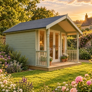 Rear corner view of the Willowbank summerhouse